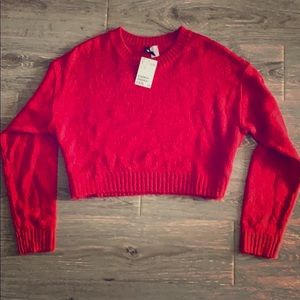 NWT H&M DIVIDED red cropped sweater size  large